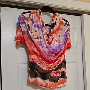 Colorful Cowl Neck Top